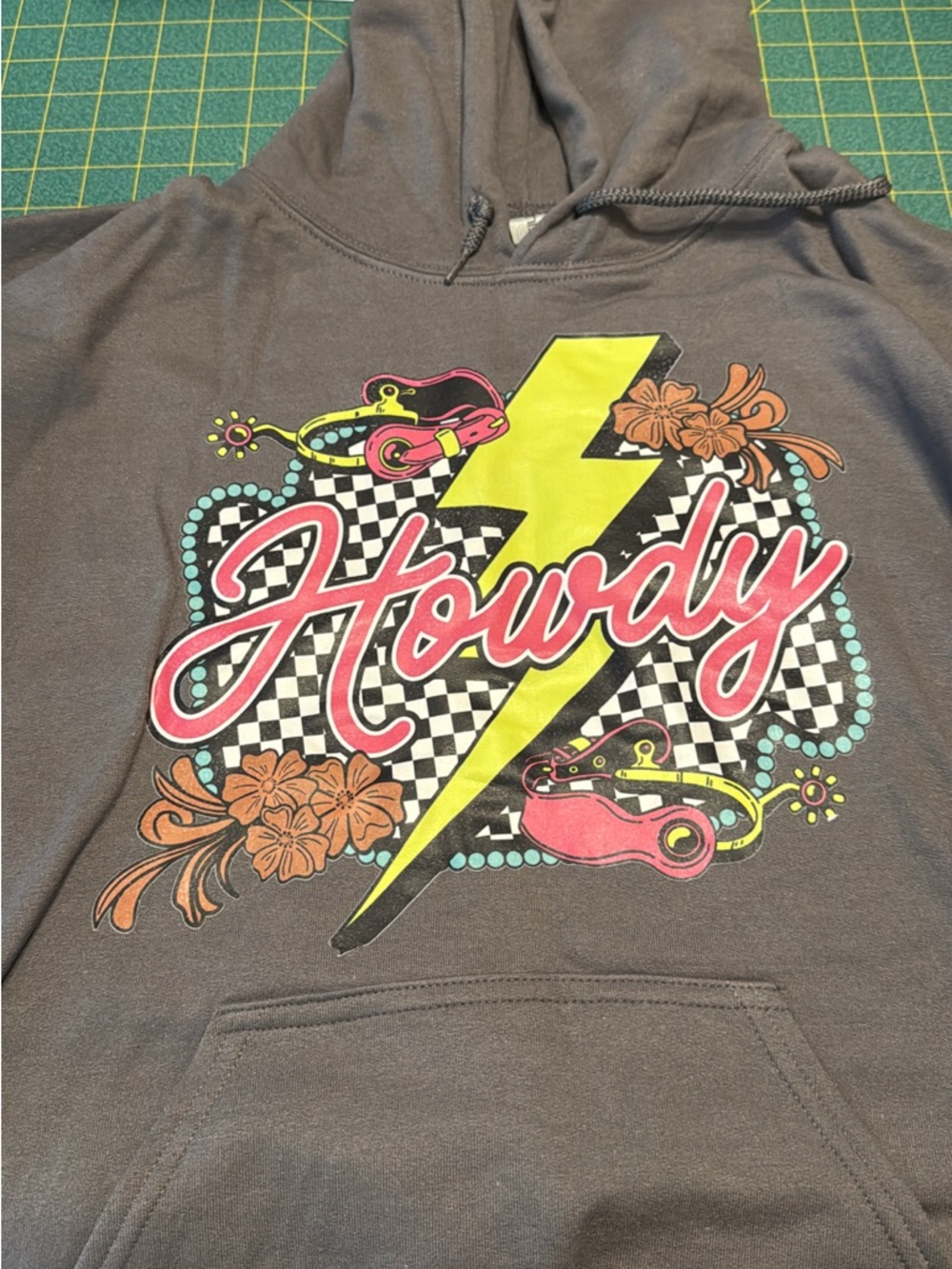 Howdy Graphic Hoodie with Neon Lightning